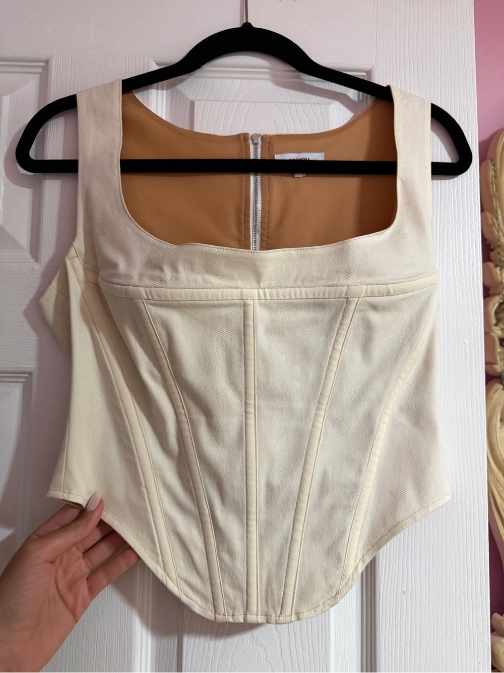 Miaou Cream Square-Neck Corset Top